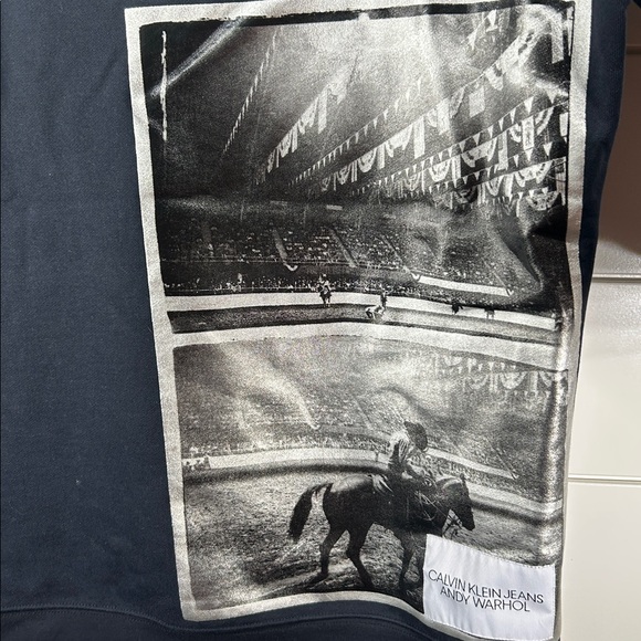 Calvin Klein CK and Andy Warhol Collab Sweatshirt w/ Black & White Rodeo Pic M - Picture 2 of 3